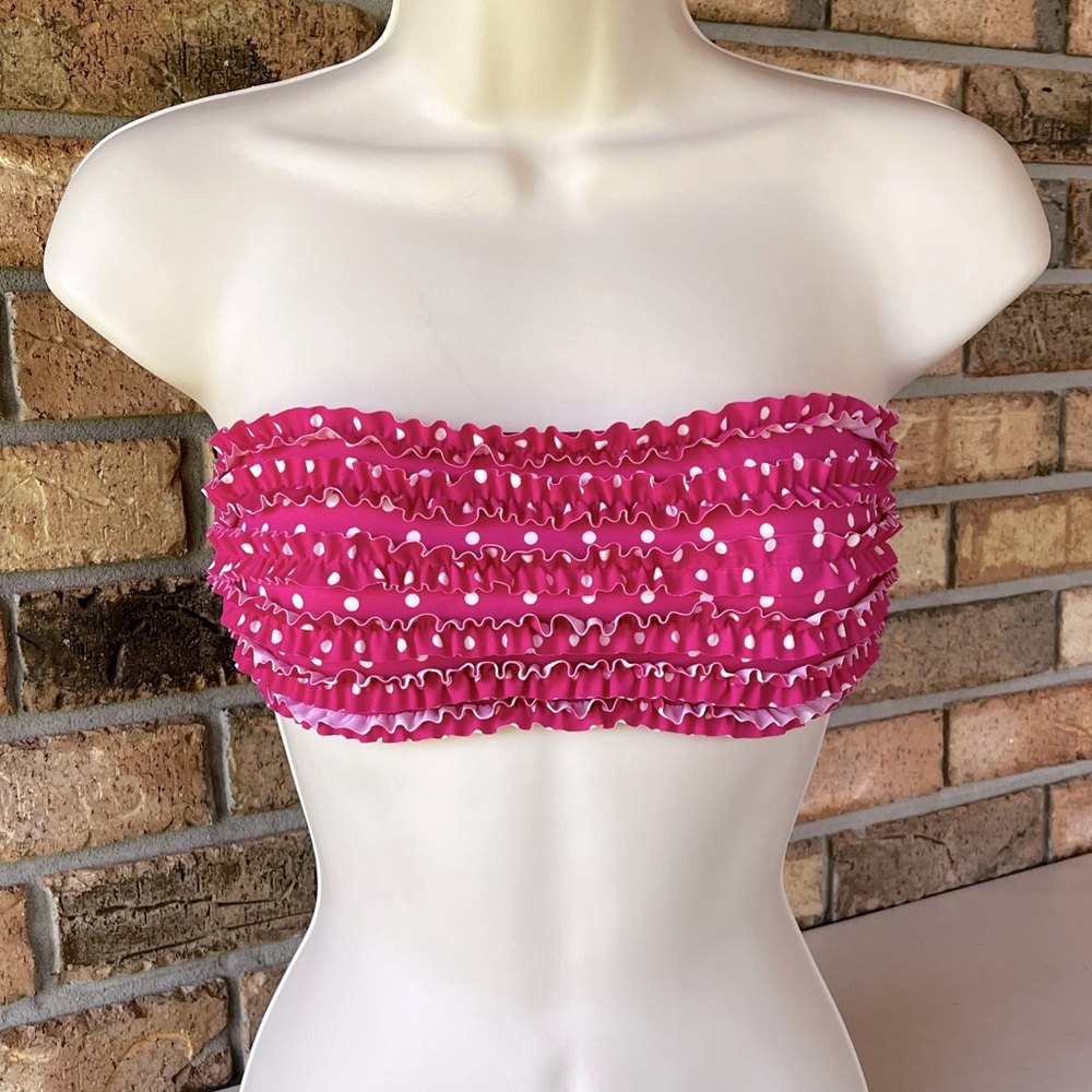 Victoria’s Secret Pink Polka dot strapless bandeau swim top in Medium